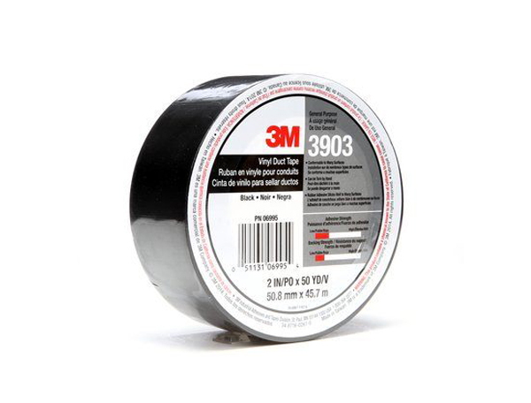 3M™ 3903黑色基布基胶带，2英寸x50码，6.5密耳，每箱24卷